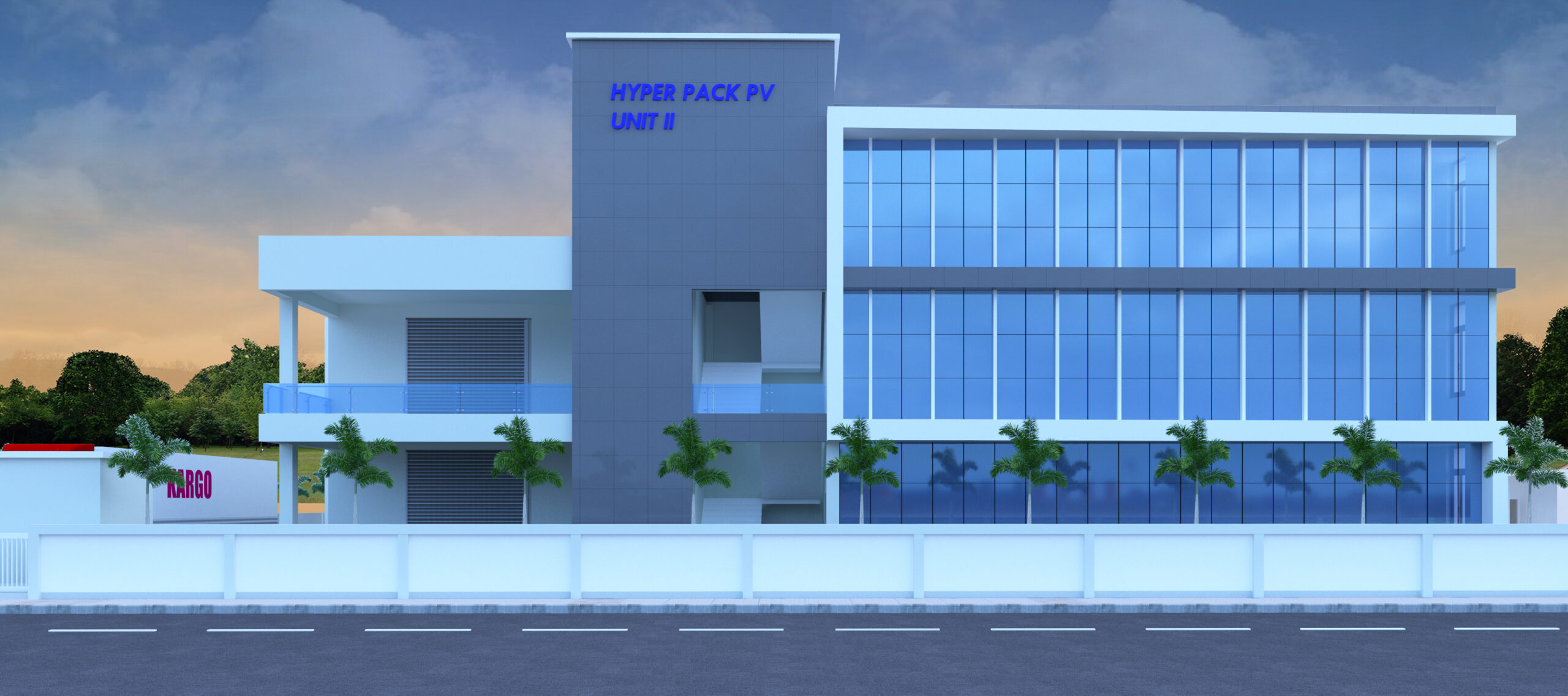 3D walkthrough of Industrial Building at Hyderabad by Mythri Infra Projects